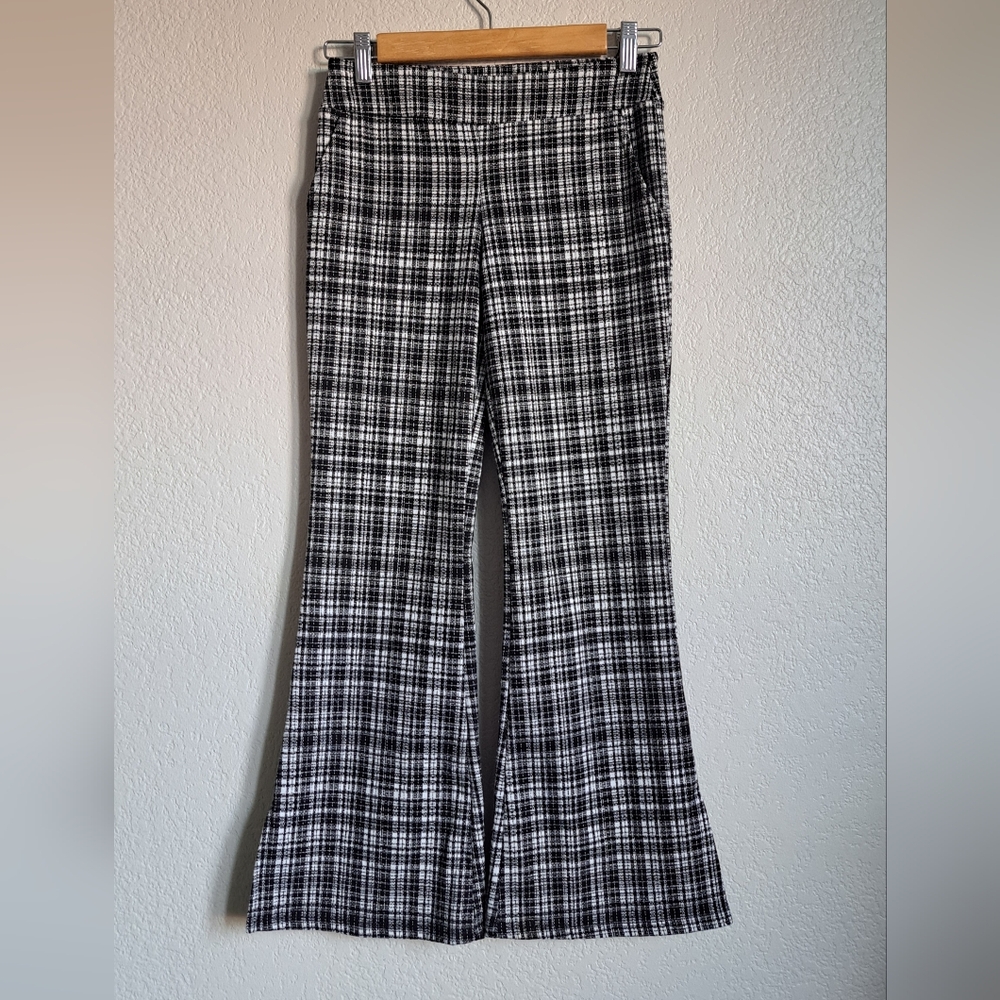 Art Class Girls Black White Tweed Gingham Flare Leg Pants Size 10